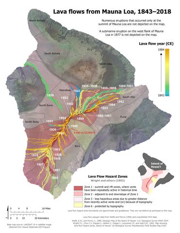 Historic Mauna Loa Flows Map